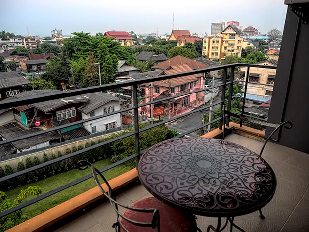 Private balcony of my apartment is one of the best places to enjoy expat life in Chiang Mai, especially at sunset
