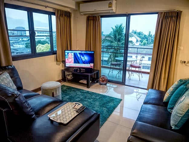 Living Room of my new apartment as I settle in as an expat in Chiang Mai, Thailand