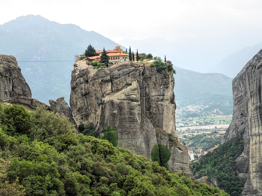 Of the original 24 Meteora Monasteries in Thessaly, Greece, only six remain. Perched atop a sandstone pinnacle, this is one of the most picturesque.