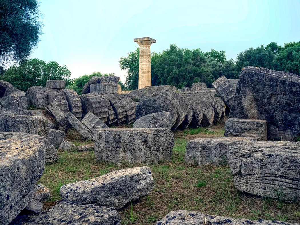 Ruins of the Temple of Zeus in Ancient Olympia, Greece