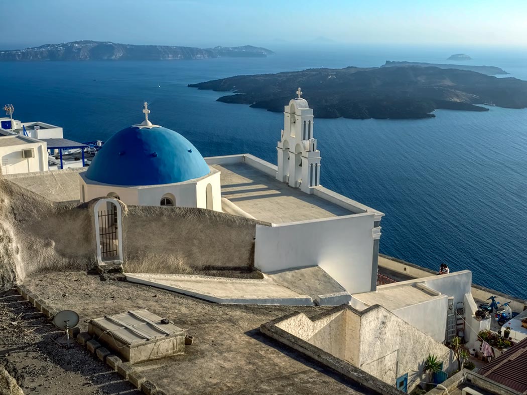 Blue Dome Viewpoint Santorini Greece