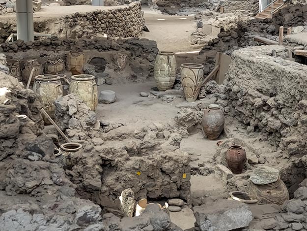 Decorative pots speak to the advanced culture of Akrotiri
