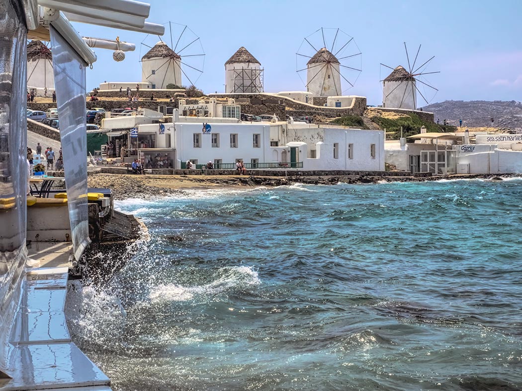 The Windmills of Kato Mili, most often referred to as the Windmills of Mykonos, were once used to mill wheat and barley into hard tack for use as provisions during long sea voyages