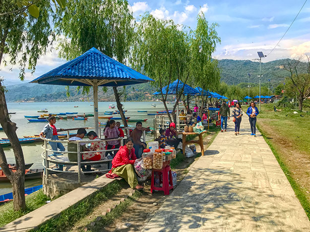 People flock to Fewa Lake in Pokhara to celebrate New Year in Nepal