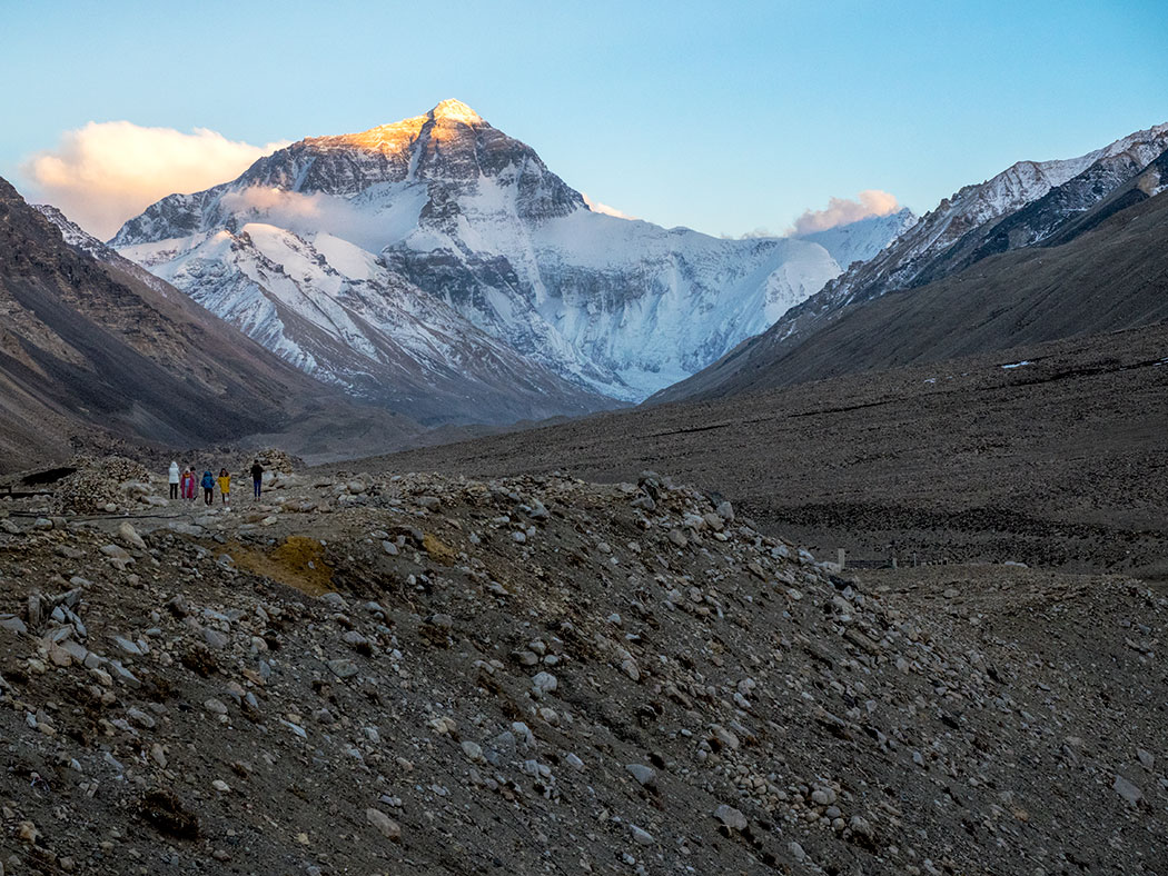 Sunset at Mount Everest Base Camp in Tibet