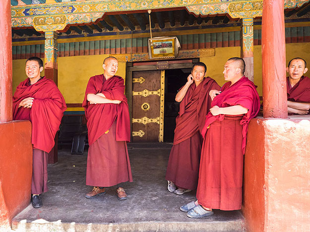 Monks at Phuntsoling Monastery in central Tibet are delighted to welcome visitors