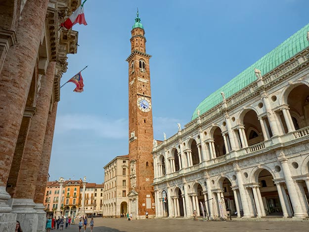 Basilica Palladiana and clock tower is a magnificent example of the palladian architecture of Vicenza Italy