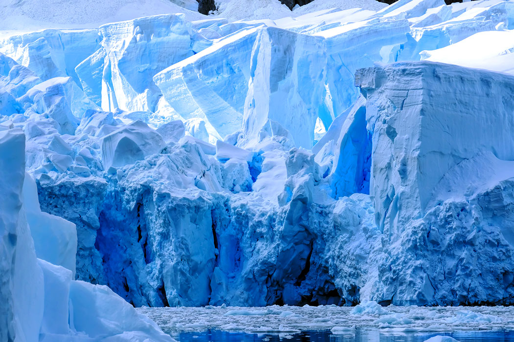 The tortured face of a glacier in Paradise Harbour, Antarctica