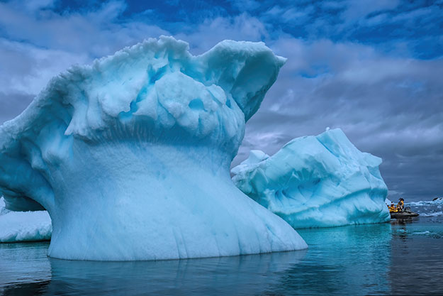 Otherworldly shaped icebergs of Antarctica in Cierva Cove