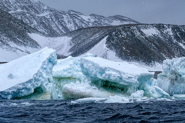 Heavy seas toss icebergs into one another at Paulet Island