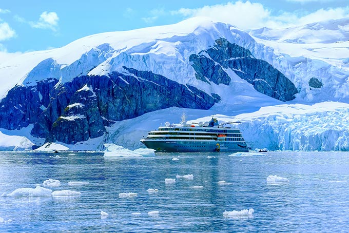 World Explorer expedition ship in Antarctica