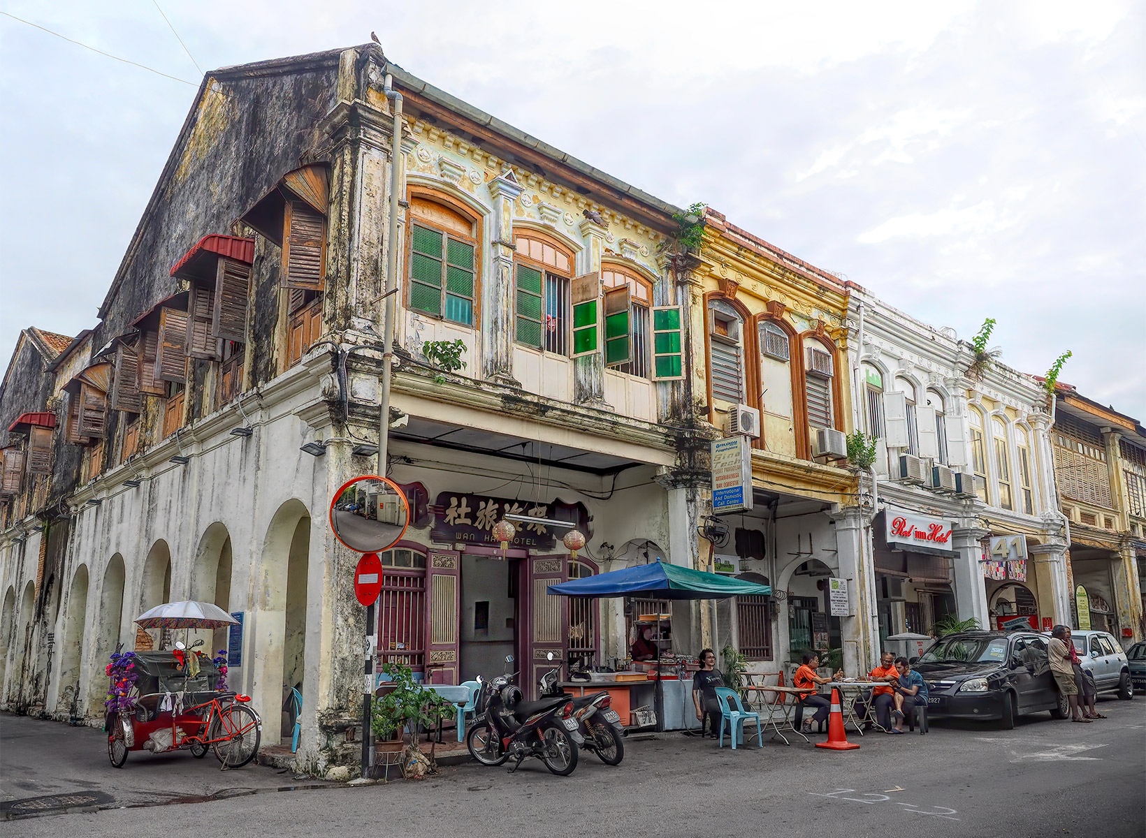 Chinese Shophouse Row in George Town Penang Malaysia