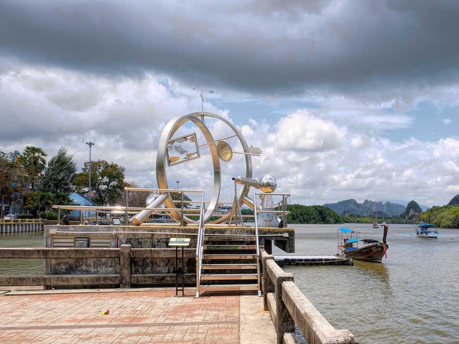 One of many outdoor sculptures along the riverfront in Krabi Town