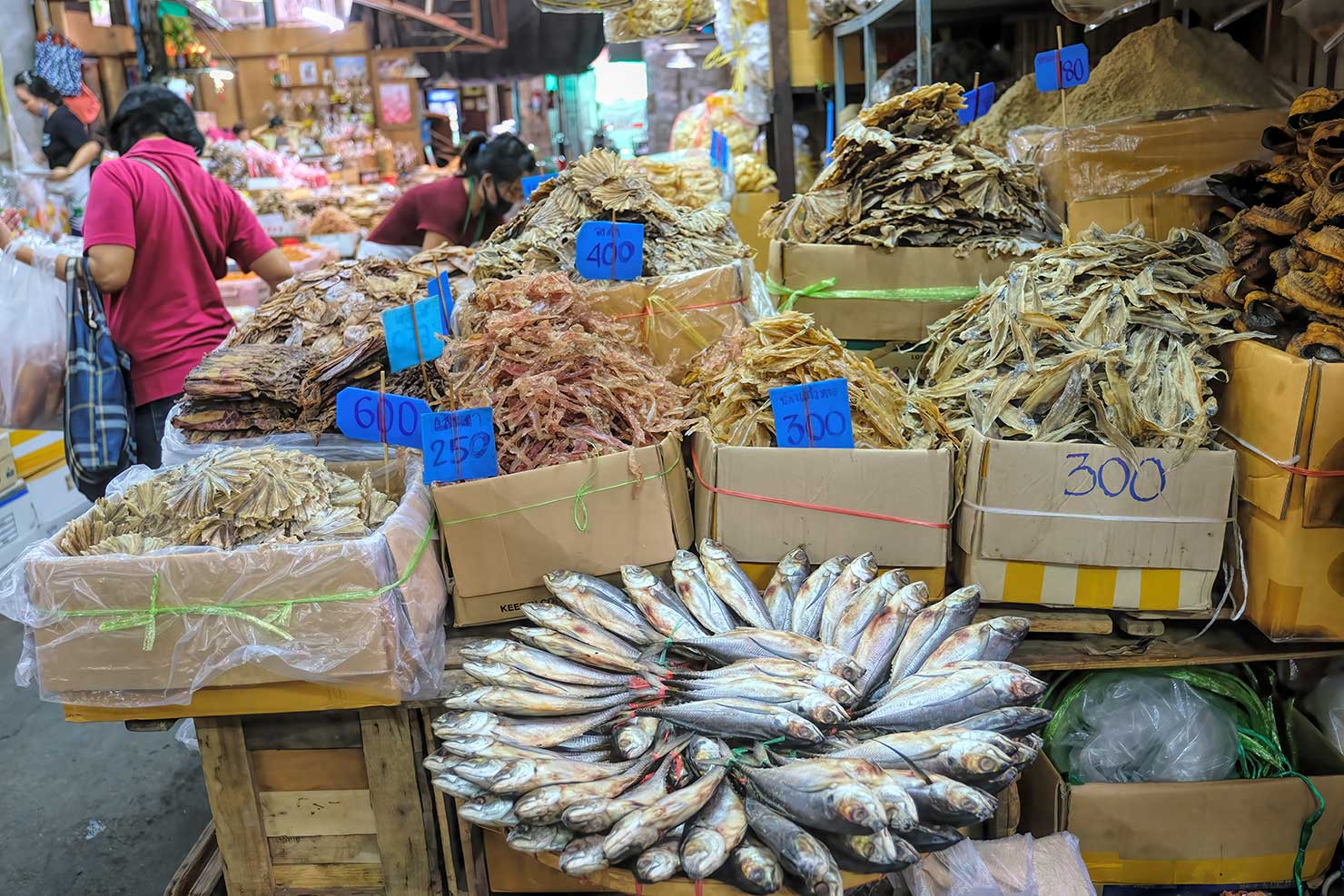 Pak Khlong fresh market on Rattanakosin Island in Bangkok Thailand