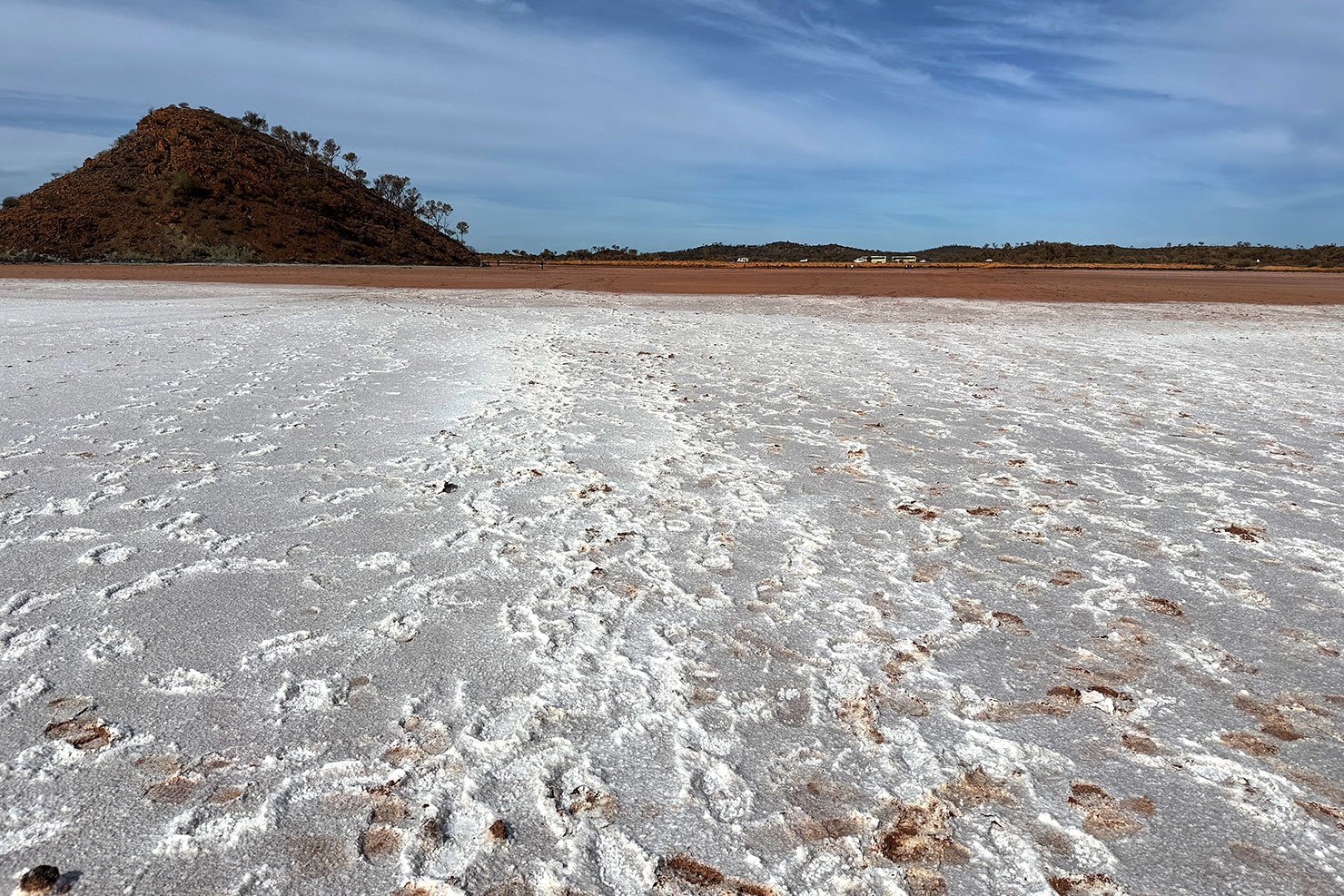 Looking back at the entrance to Lake Ballard from the salt flats