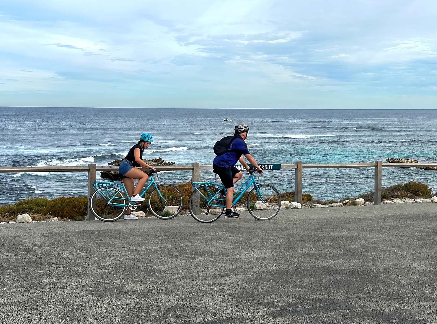 Cyclists make a circuit of the island. The Sealink ferry allows passengers to carry bikes on board.