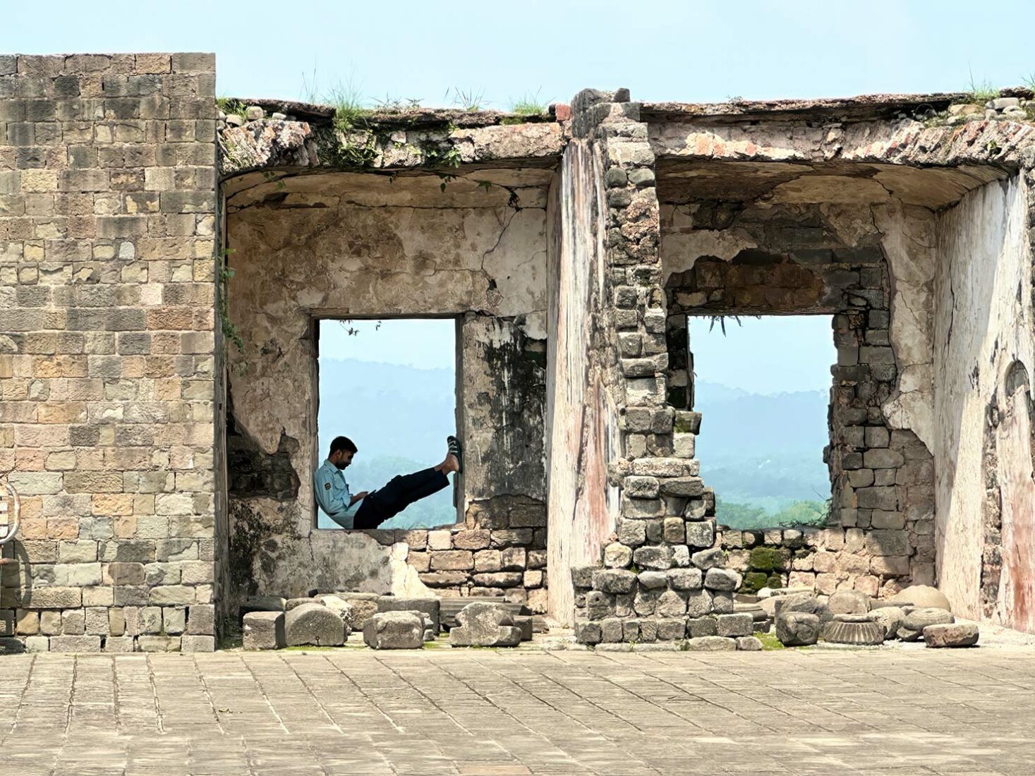 A study site with a view, at the top of Kangra Fort