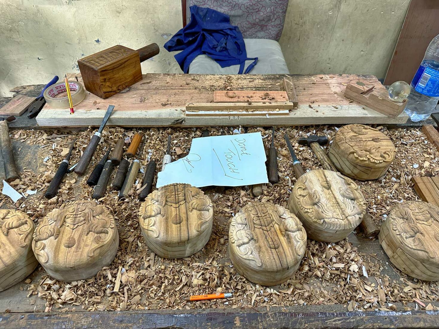 Traditional carved wooden boxes are produced by top Tibetan artists at Norbulingka Institute