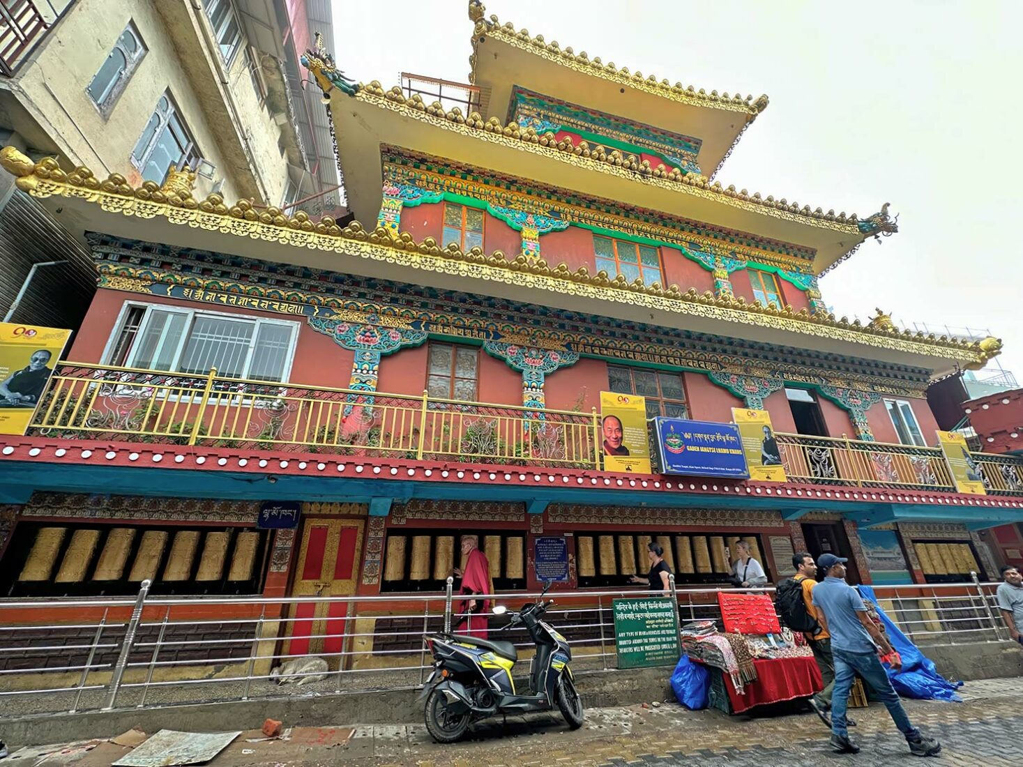 Exterior of the Kalachakra Temple in McLeod Ganj India. It looks bigger than it is.