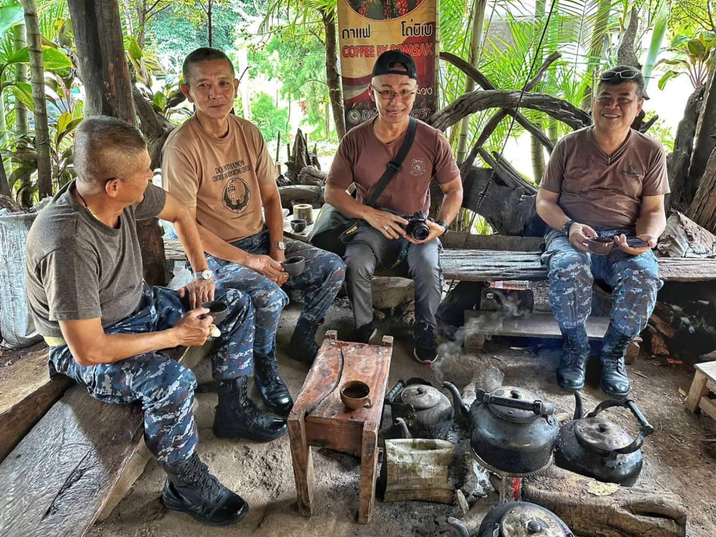 Thailand Doi Inthanon Mae Klang Luang free Coffee buffet for visitors to rice terraces