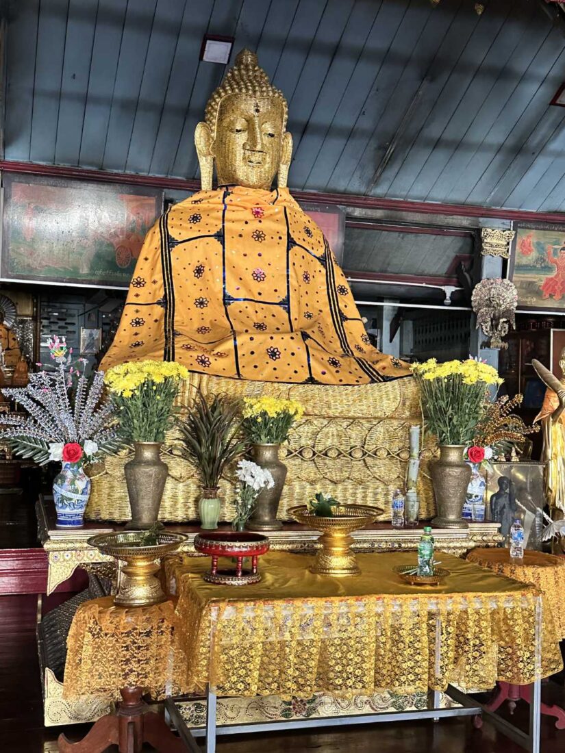 Rare Buddha image woven of rattan at Wat Chong Klang in the city of Mae Hong Son