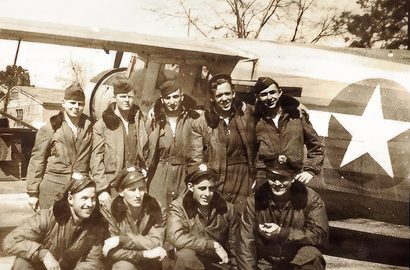 William Weibel with his WW2 B17e bomber crew in 1945 as they prepare to fly to Europe via Greenland
